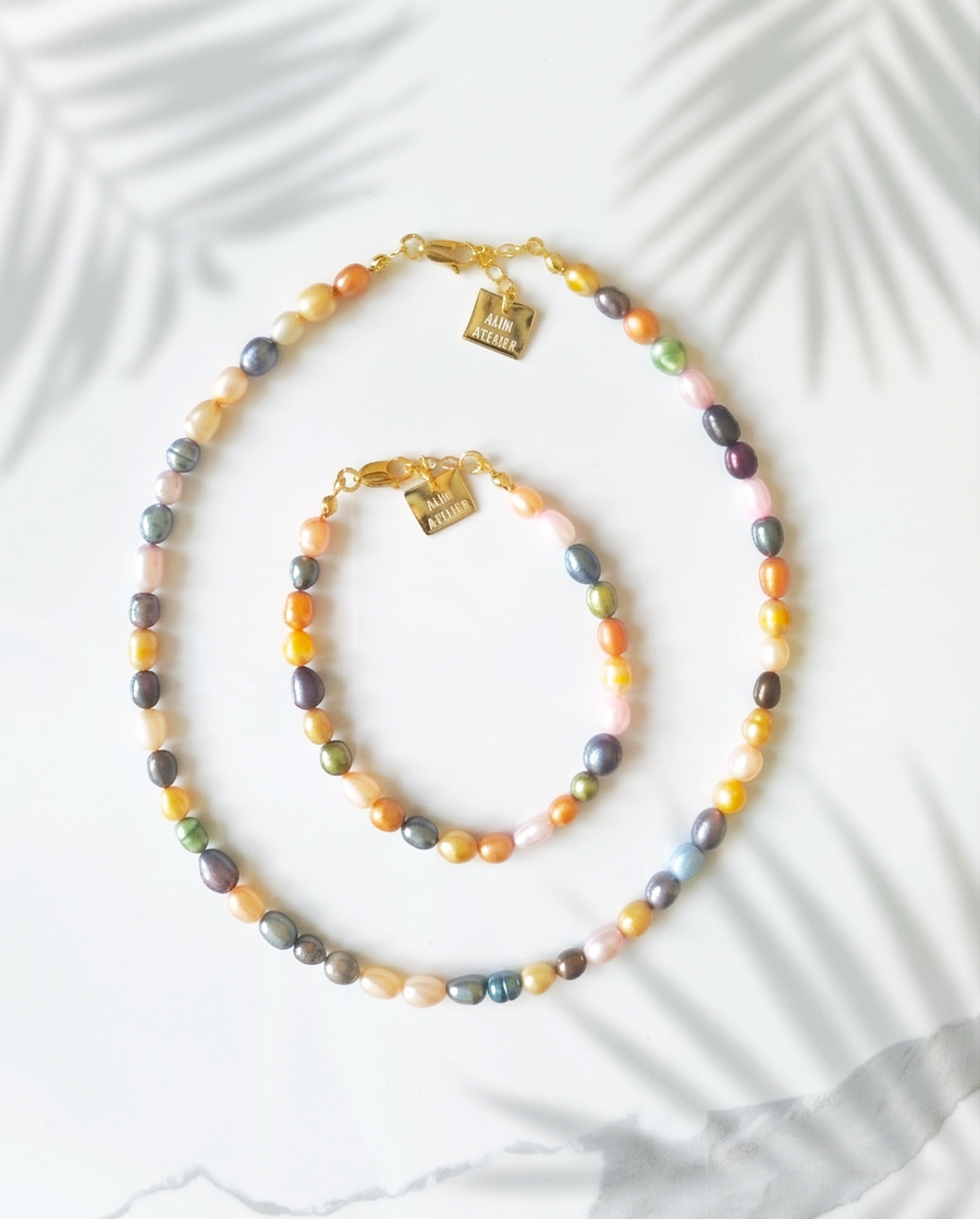 Risus Color Pearl Kolye & Bileklik Set